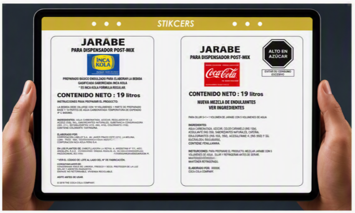 Stickers Jarabe Inca Kola y Coca Cola Post Mix